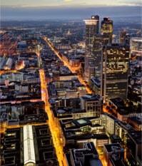 Frankfurt bei Nacht aus der Luft Frankfurt bei Nacht aus der Luft