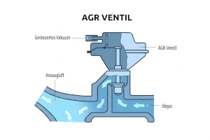 Schematische Darstellung der Funktionsweise eines AGR-Ventils