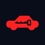 WFS-Leuchte mit rotem Auto-Symbol und schwarzem Schlüssel